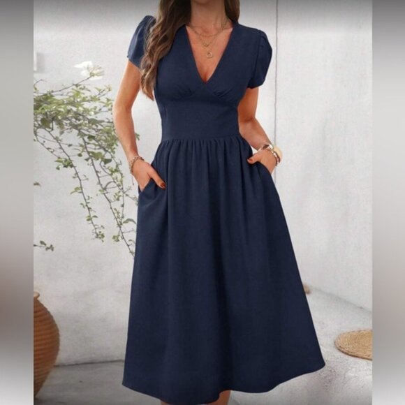 Dresses & Skirts - Elegant Navy Blue Women's Dress